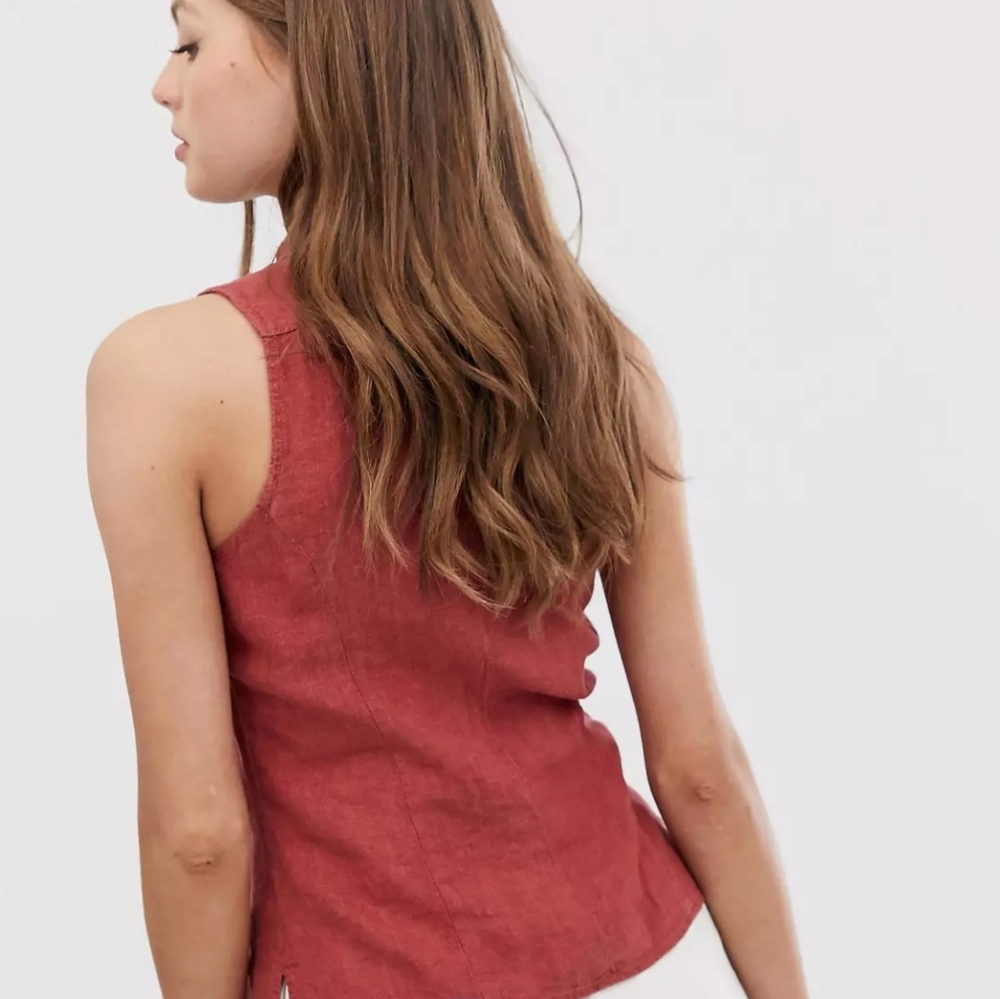 Mango linen sleeveless button front blouse - Picture 4 of 10
